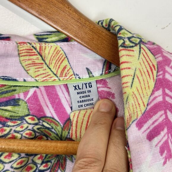 Tommy Bahama Women's Parc Linen Resort Coastal Tropical Camp Shirt Size XL Multi - Picture 6 of 13